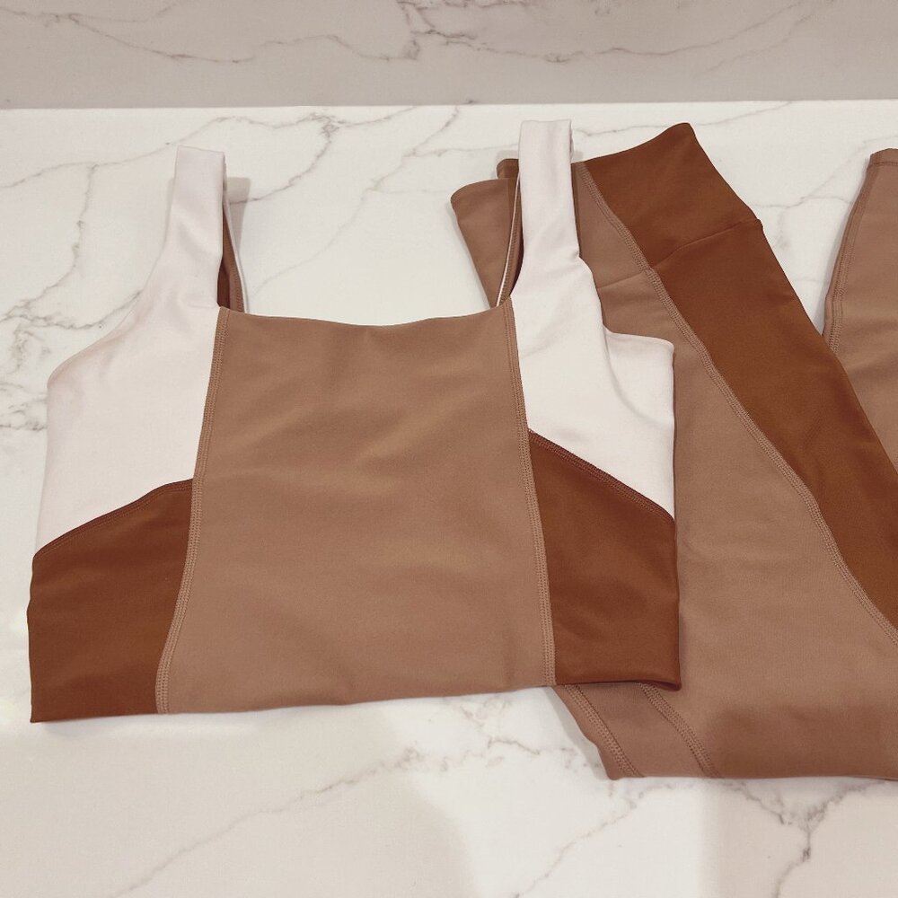 Abercrombie & Fitch Colorblock Sports Set in Brown and White